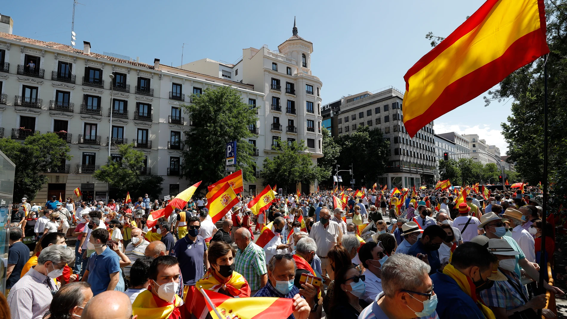 Protesta en la Plaza de Colón el pasado mes de mayo al grito de “Sánchez dimisión”