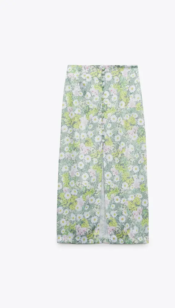 Falda midi estampado floral de Zara
