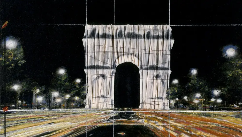 Collage de 1988 de &quot;L'Arc de Triumphe, Wrapped&quot;, un proyecto para París