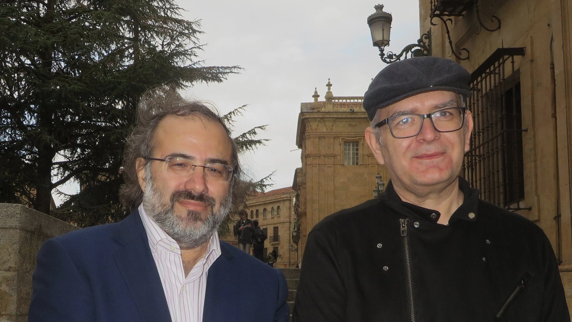 Pérez Alencart y Martín Cobano, director y secretario general de Tiberíades, en Salamanca