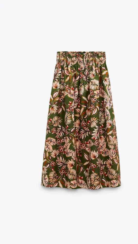 Falda midi estampada de Zara