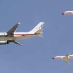 Un Airbus A310 y dos Falcon del Ejército del Aire