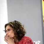 La ministra de Hacienda, María Jesús Montero, en una rueda de prensa posterior al Consejo de Ministros