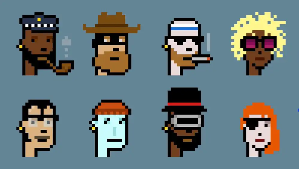 Algunos de las figuras que conforman la serie Cryptopunk, realizada por Larva Labs