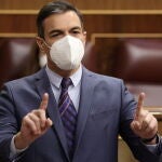 El presidente del Gobierno, Pedro Sánchez, interviene en la sesión de control