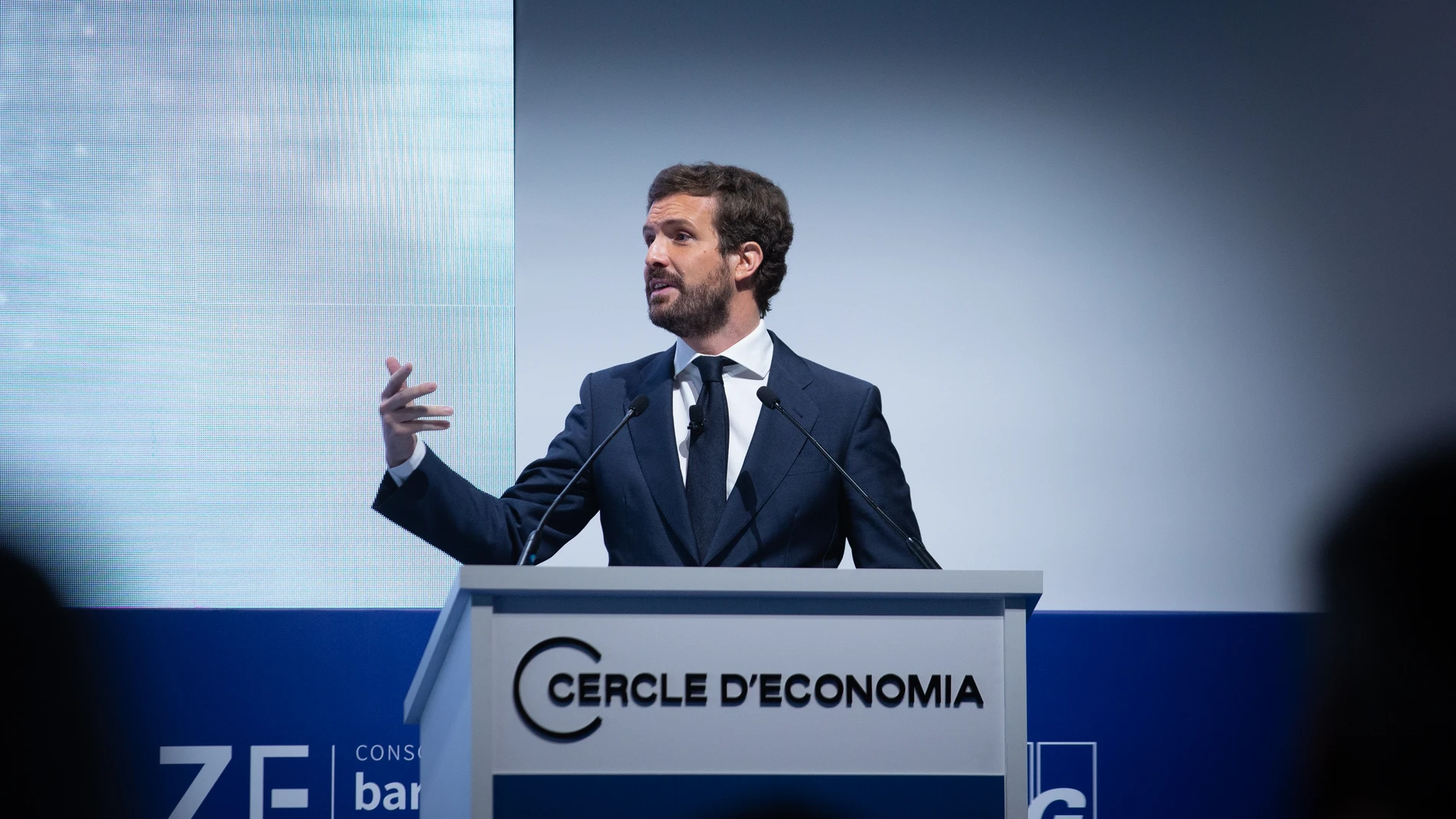 El líder del PP, Pablo Casado, interviene en la inauguración de la segunda jornada de la XXXVI Reunión del Cercle d'Economia