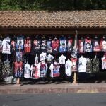 T-shirts featuring the Nicaraguan Revolution are displayed for sale in Managua, Nicaragua, Thursday, June 17, 2021. In recent weeks, President Daniel Ortega's government has rounded up 13 opposition leaders, including four presidential challengers for the Nov. 7 elections. They face allegations ranging from money laundering to crimes against the state. (AP Photo/Miguel Andres)