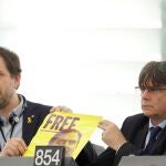 Carles Puigdemont y Toni Comín, en el Parlamento Europeo