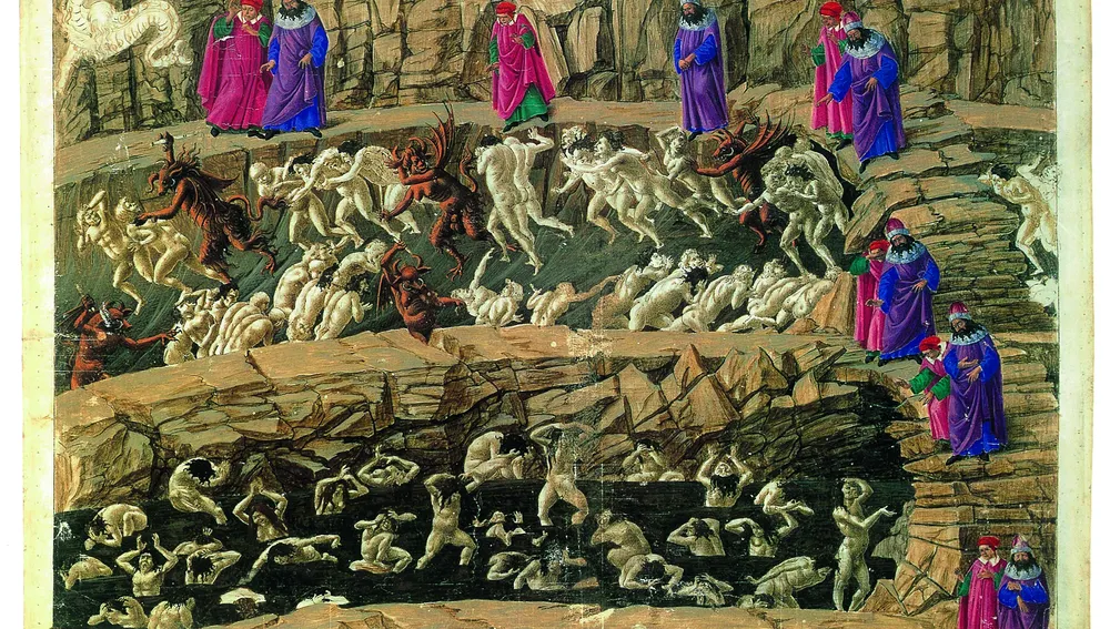 Una de las imágenes de Botticelli que ilustra la 'Divina Comedia'