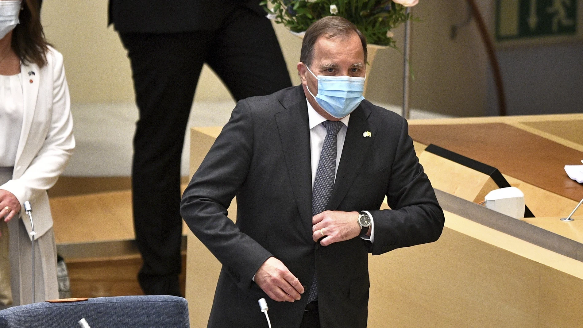 El primer ministro sueco, el socialdemócrata Stefan Löfven, antes de la votación de la moción de no confianza en el Parlamento