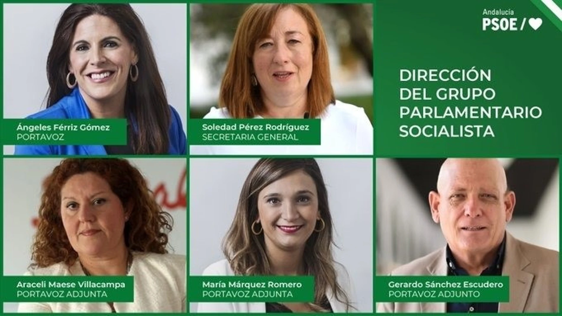 Nuevo organigrama de la dirección del Grupo Socialista en el Parlamento andaluz