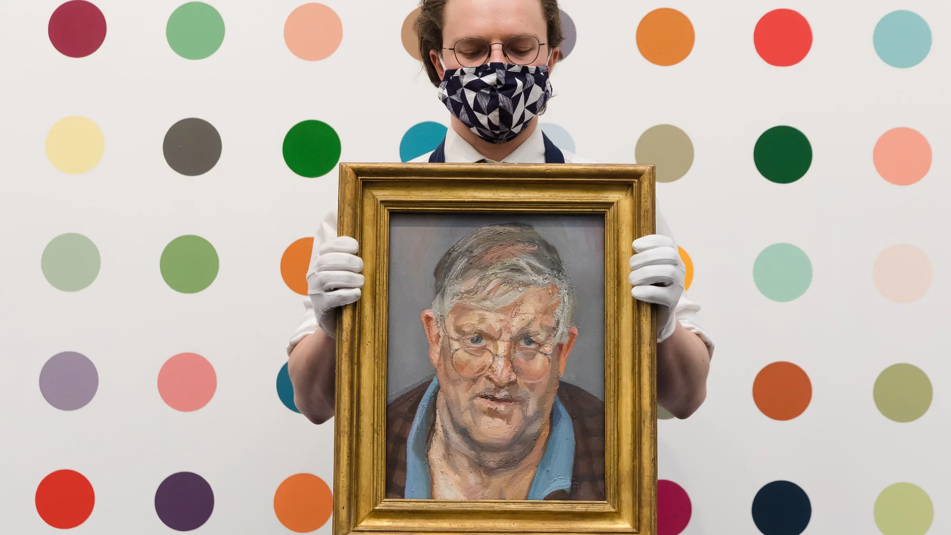 Retrato de Hockney hecho por Freud