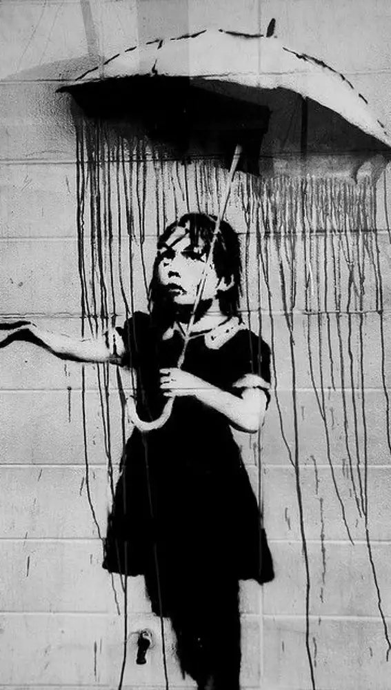 &quot;Girl with umbrella&quot;, de Banksy