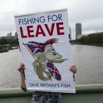 Imagen de archivo de un seguidor del "Leave" durante la campaña del referéndum de salida de la Unión Europea en junio de 2016