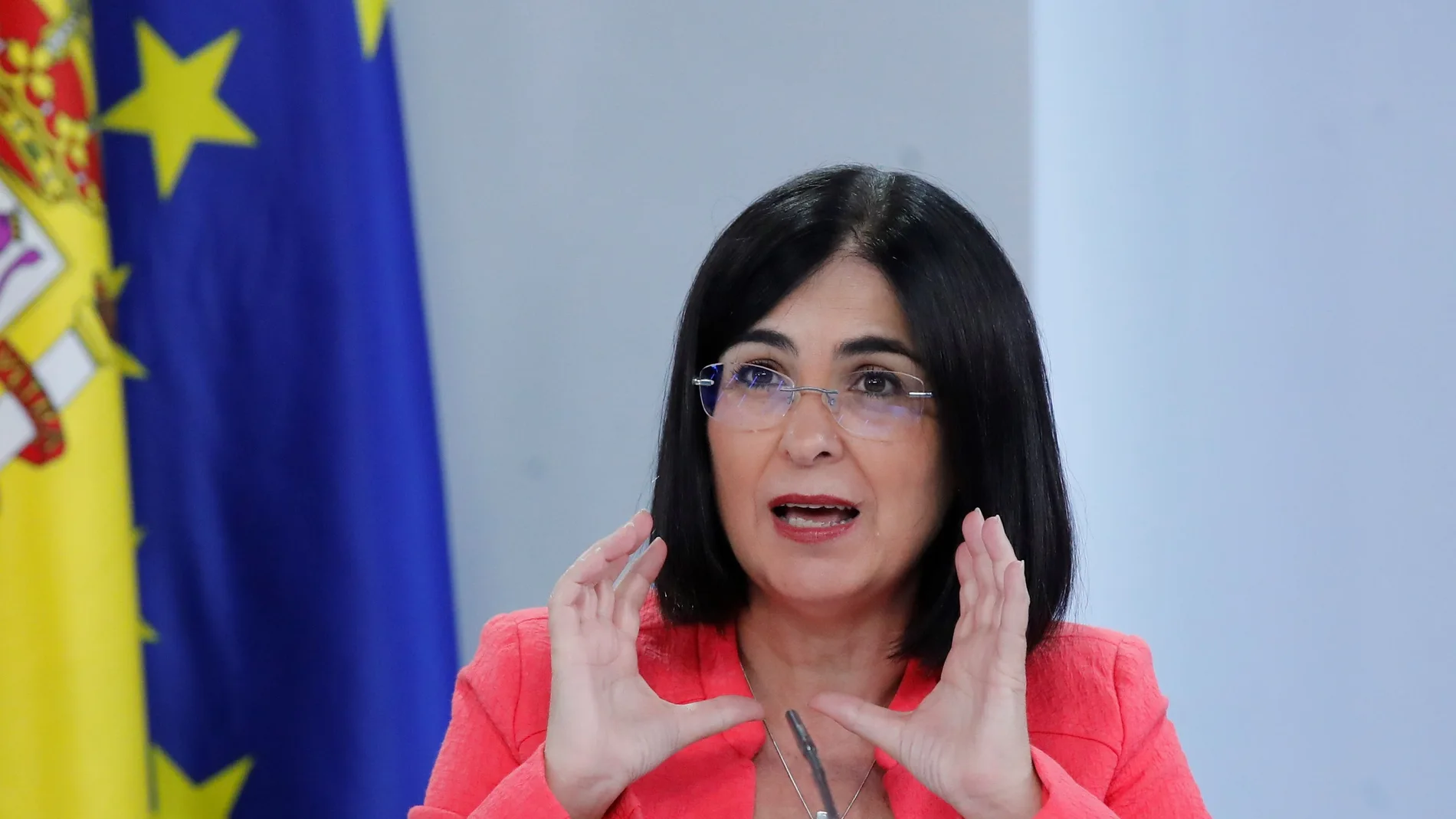 La ministra de Política Territorial, Carolina Darias, ofrece una rueda de prensa después de la reunión del Consejo de Ministros este jueves en el palacio de la Moncloa en Madrid