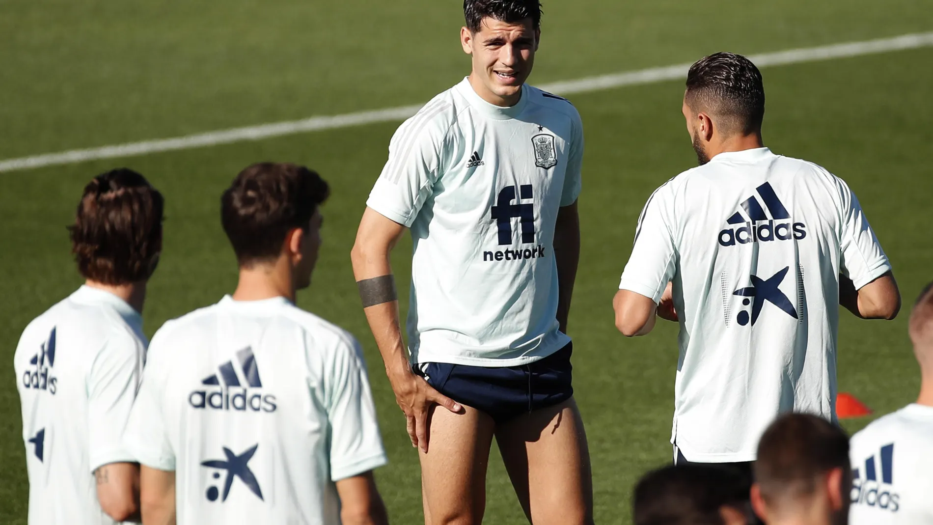 Morata, en el último entrenamiento de España en Las Rozas
