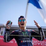 Fabio Quartararo celebra en el podio de Assen su cuarta victoria del curso en MotoGP