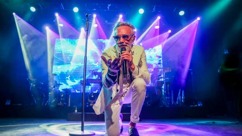El cantante Rafa Sánchez, durante un concierto en la sala la Riviera