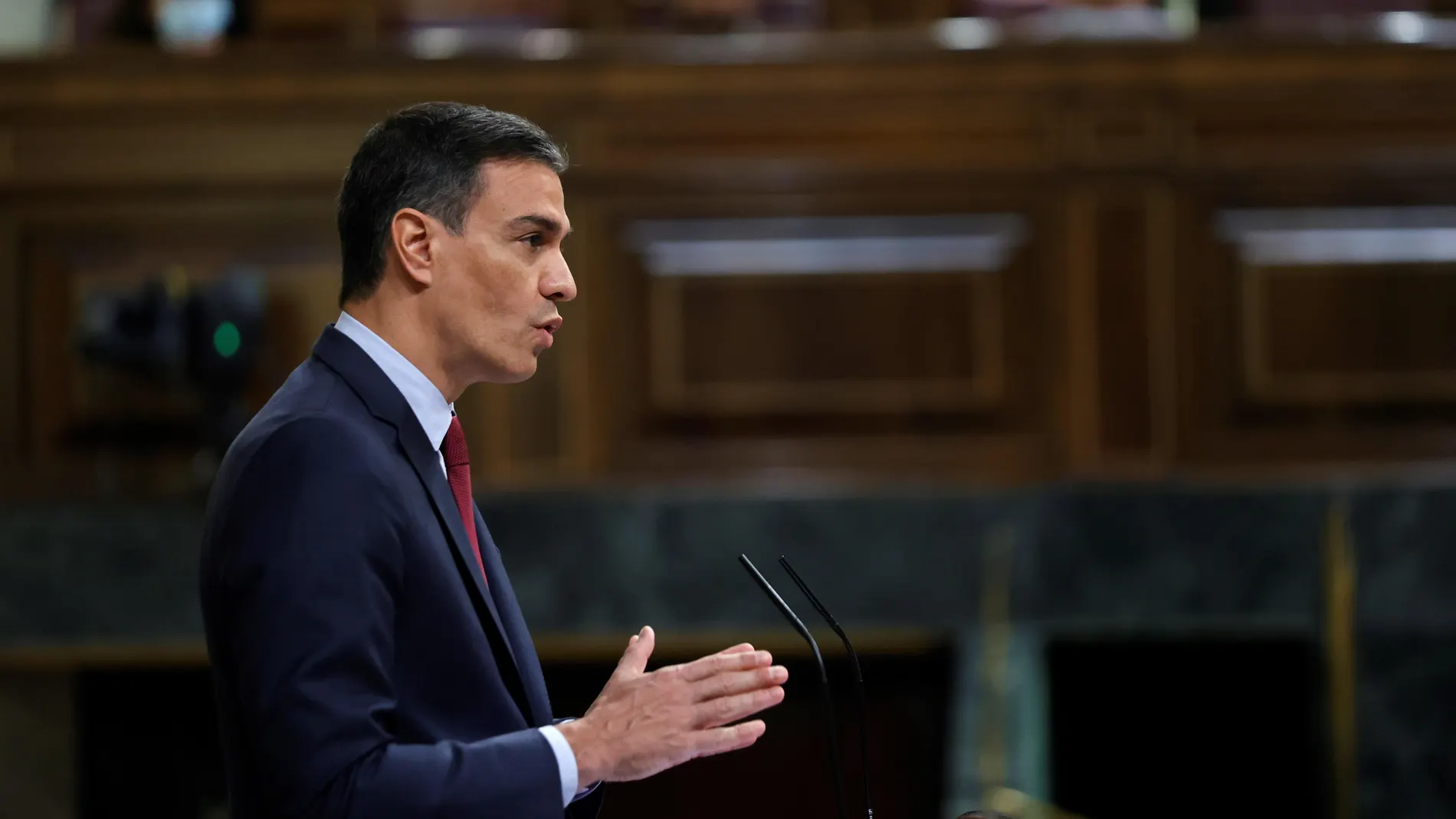 El presidente del Gobierno, Pedro Sánchez, durante su comparecencia a petición propia en el Congreso