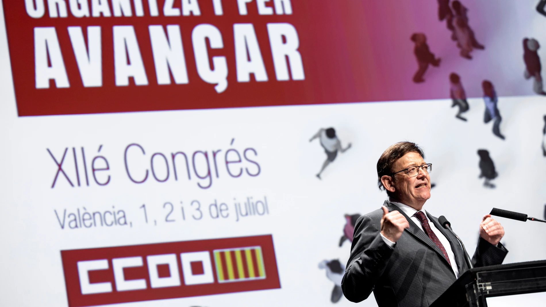 El presidente de la Generalitat, Ximo Puig, durante su intervención en la segunda jornada del duodécimo Congreso de CCOO PV