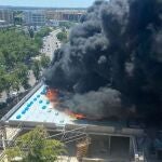 Incendio en un centro comercial en construcción de Mirasierra