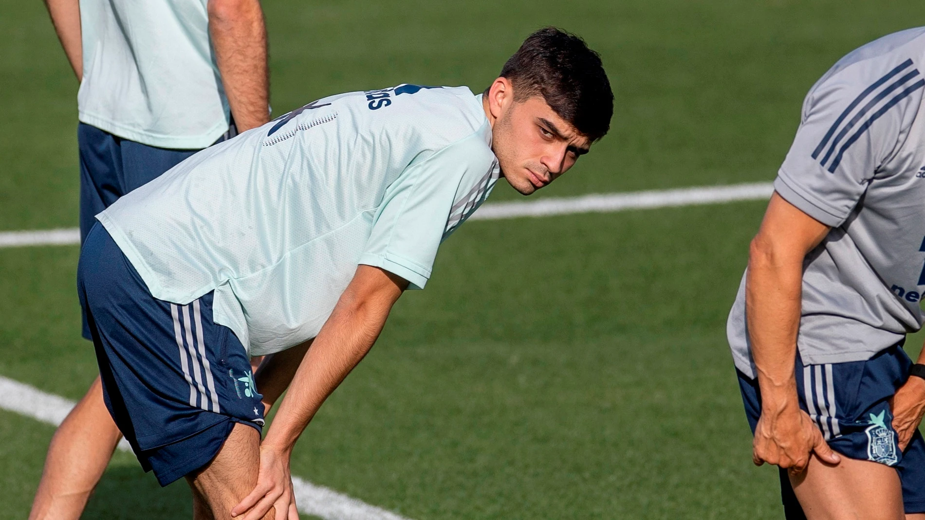 Pedri, en un entrenamiento de la selección