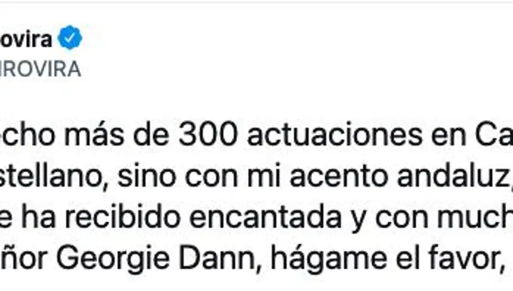 Tweet de Dani Rovira @DANIROVIRA