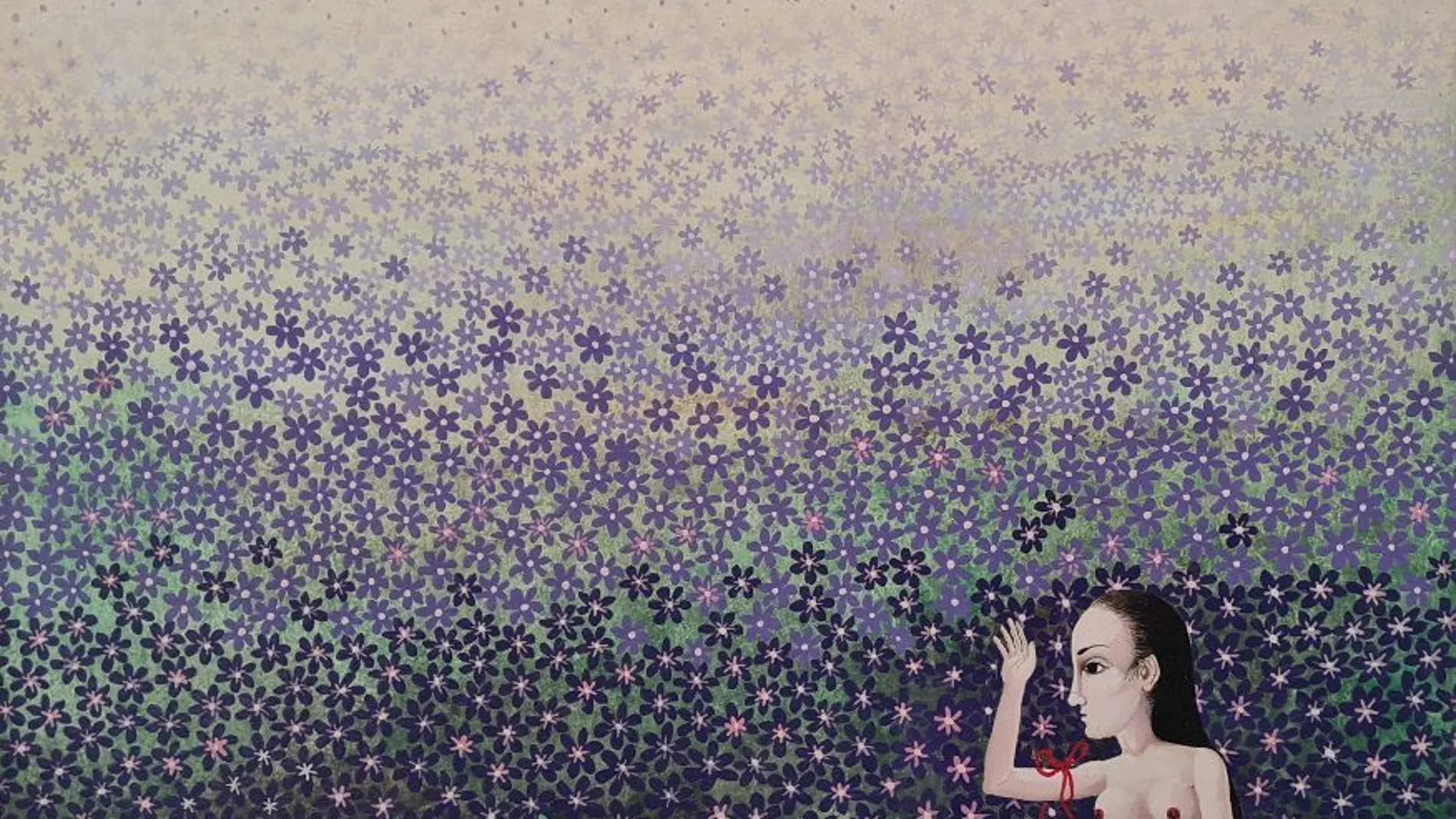 "Media mujer en campo violeta" (1970), de la artista salmantina Isabel Villar, que participa en la modalidad Proyectos de Artista en el expositor de la galería Fernández-Braso en ARCO