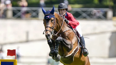 Jessica Springsteen en la competición de salto de caballo Nations Cup de Roma de 2021