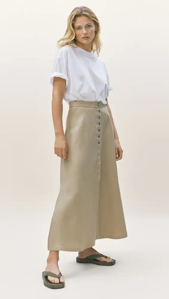 Falda de lino Massimo Dutti