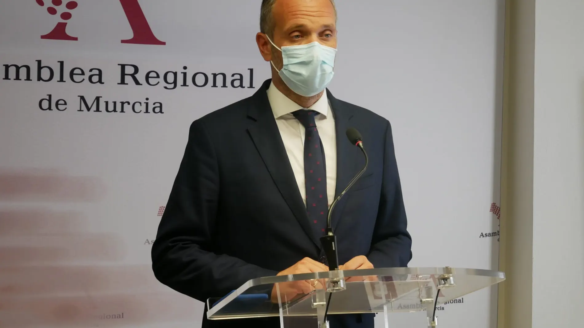 Joaquín Segado, portavoz regional del Grupo Parlamentario Popular, tras la Junta de Portavoces