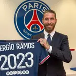 Sergio Ramos, el día de su presentación como nuevo jugador del PSG.