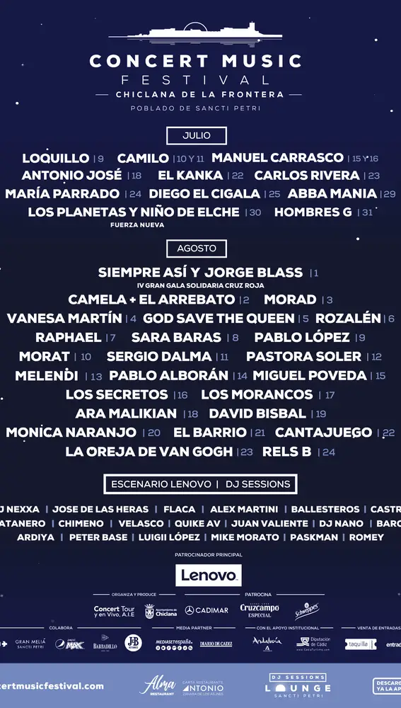 Cartel de Concert Music Festival 2021, en Sancti Petri, Cádiz