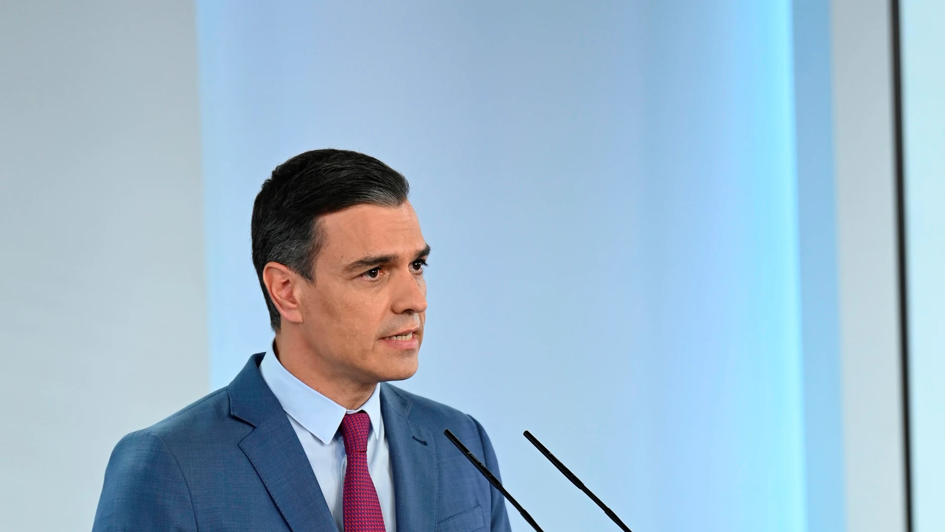 El presidente del Gobierno, Pedro Sánchez durante su comparecencia en la que ha dado a conocer la nueva composición del Gobierno