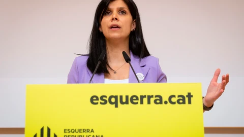 La portavoz de ERC, Marta Vilalta, durante una rueda de prensa.