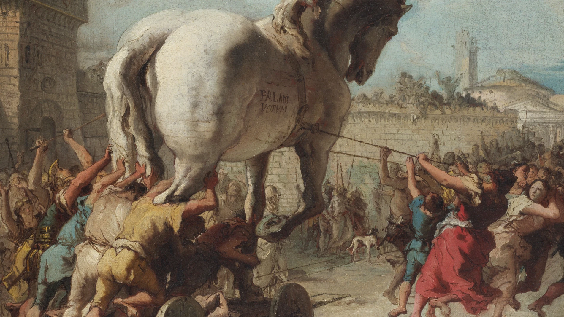 Cuadro de Giovanni Domenico Tiepolo: La procesión del caballo de Troya en Troya (1760).