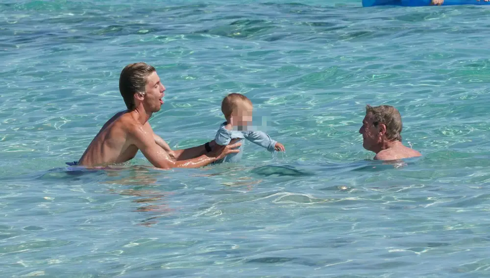 Christian of Hannover with son Nicolas and his father Ernst on holidays in Formentera, 18 July 2021