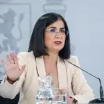 La ministra de Sanidad, Carolina Darias, interviene en la rueda de prensa posterior al Consejo Interterritorial de Salud, a 20 de julio de 2021, en Madrid (España)