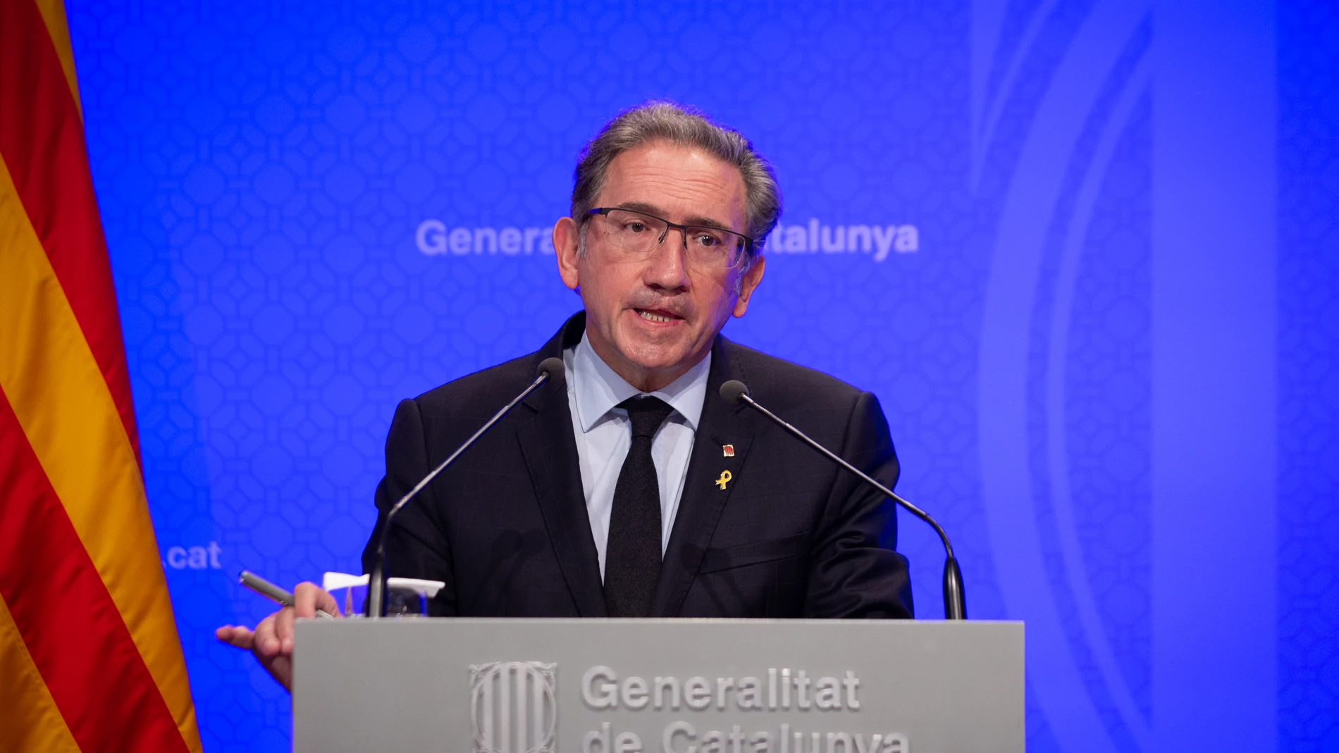 El conseller de Economía y Hacienda, Jaume Giró, interviene en una rueda de prensa posterior a una reunión del Consell Executiu.