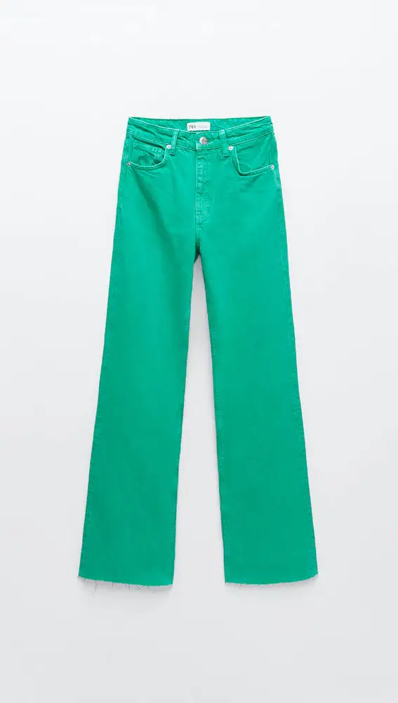 pantalón wide leg verde Zara