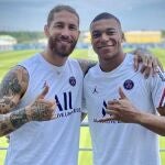 Sergio Ramos y Kylian Mbappé.