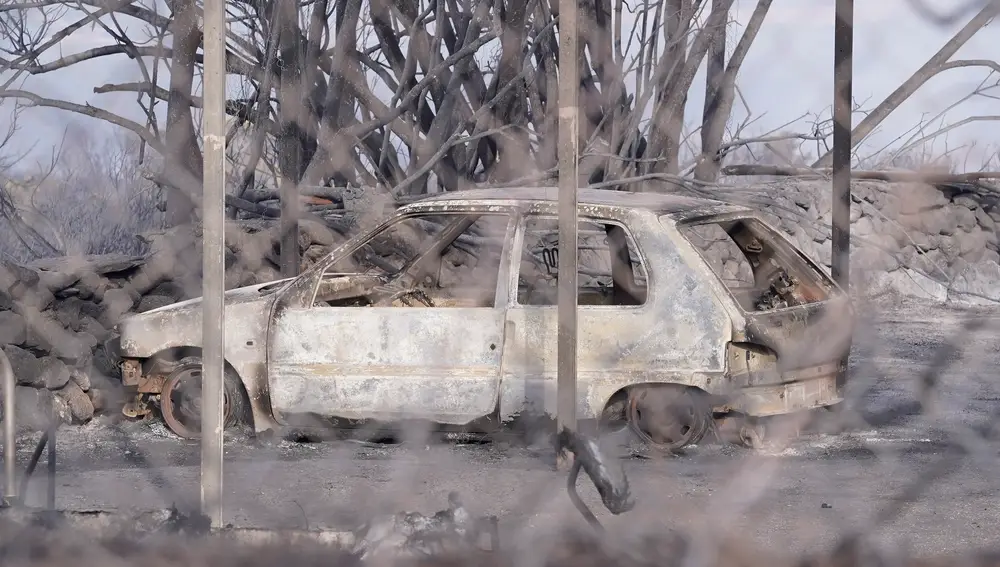Un coche arrasado por las llamas en Cerdeña