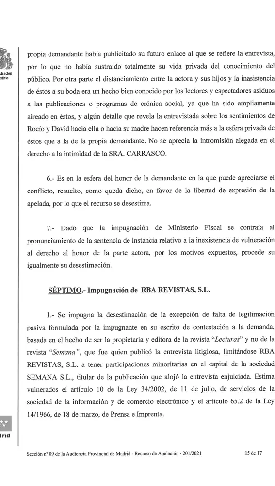 Sentencia pública de la Audiencia Provincial de Madrid