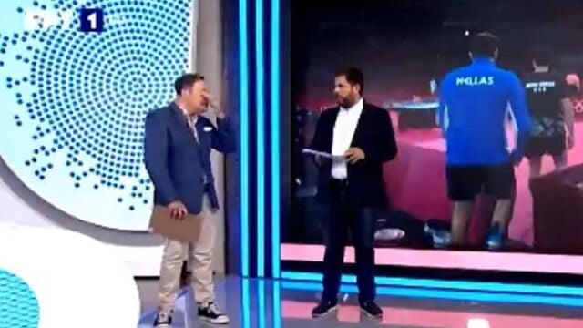 Demosthenes Karmoiris, en el momento de hacer el comentario racista que provocó su despido de la ERT.