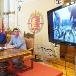 El alcalde de Valladolid, Óscar Puente, y el concejal Alberto Bustos, presentan los presupuestos participativos