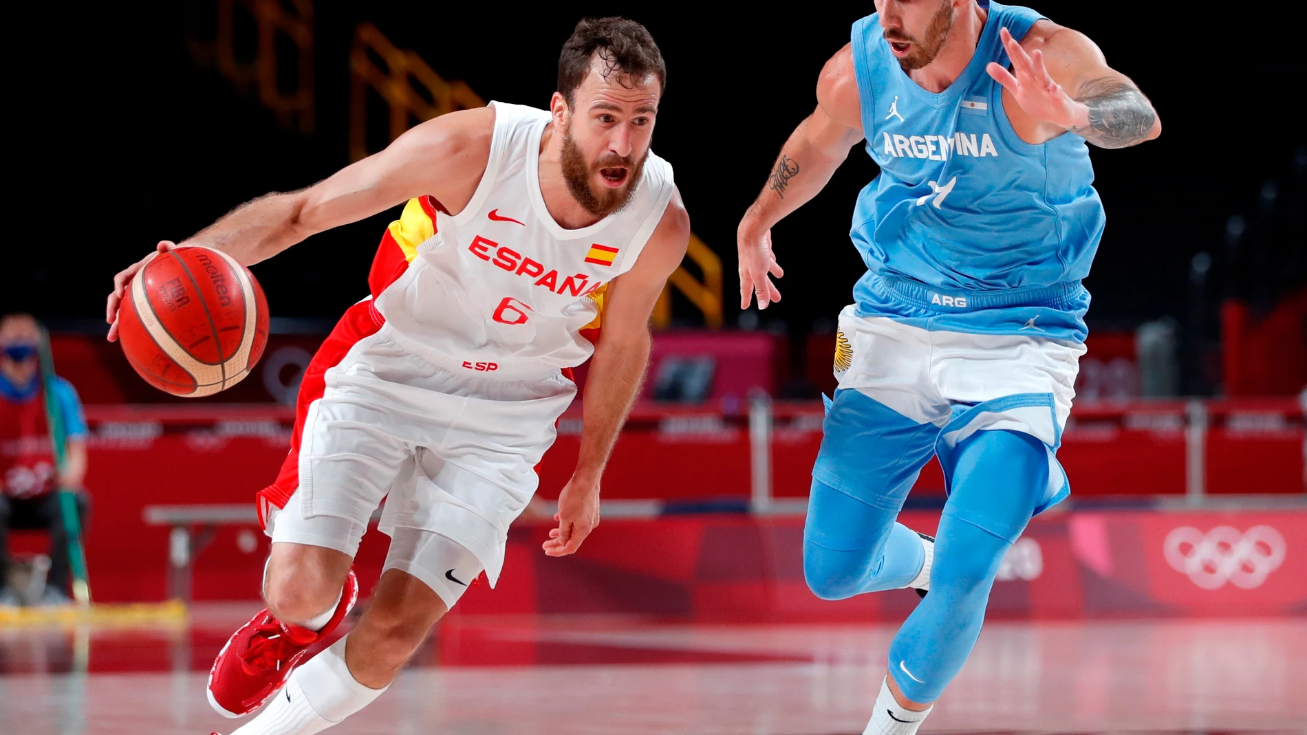 Sergio Rodríguez, en el partido ante Argentina de los pasados Juegos