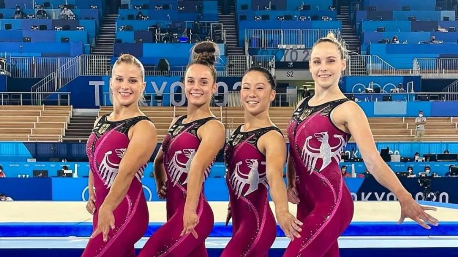 Las gimnastas alemanas Kim Bui, Pauline Schaefer, Sarah Voss y Elisabeth Seitz