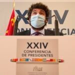 El presidente de Murcia, Fernando López Miras, tras la XXIV Conferencia de Presidentes