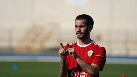 José Carlos Lazo en un entrenamiento con el Almería.