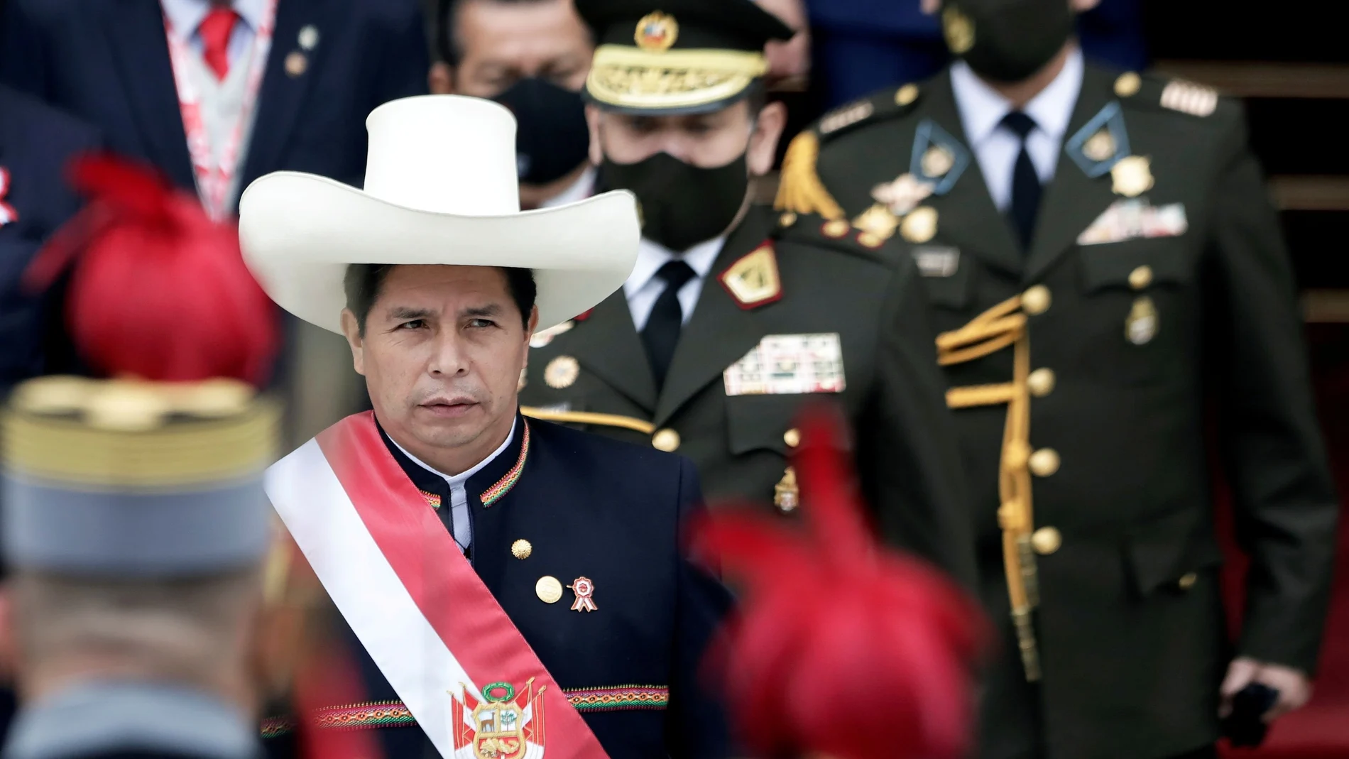 El presidente de Perú Pedro Castillo en el desfile del bicentenario de la independencia